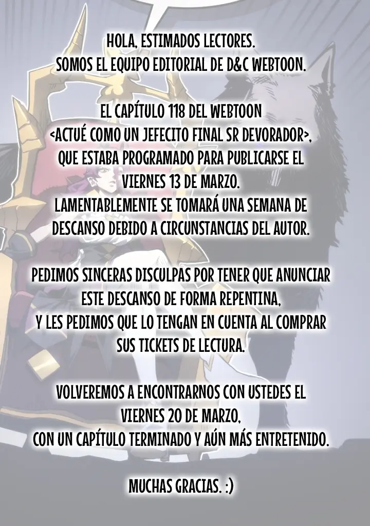Actúe como un jefecito final, Sr. devorador capítulo 117.5 página 1