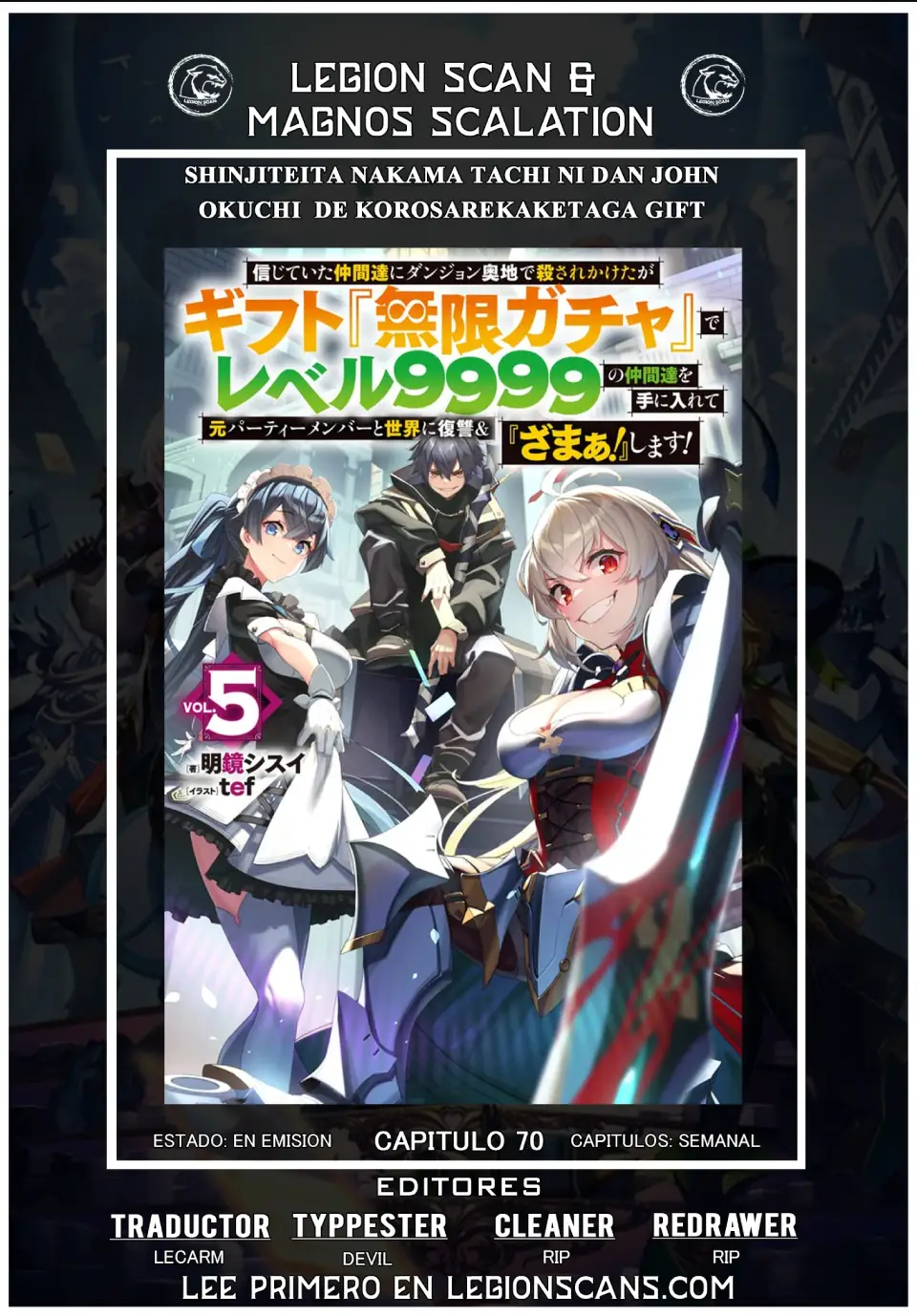 Shinjiteita Nakama Tachi Ni Dungeon Okuchi De Korosare Kaketa ga Gift 『Mugen Gacha』 De Level 9999 No Nakama Tachi Wo Te Ni Irete Moto Party Member To Sekai Ni Fukushu & 『Zamaa!』 Shimasu! capítulo 70 página 1
