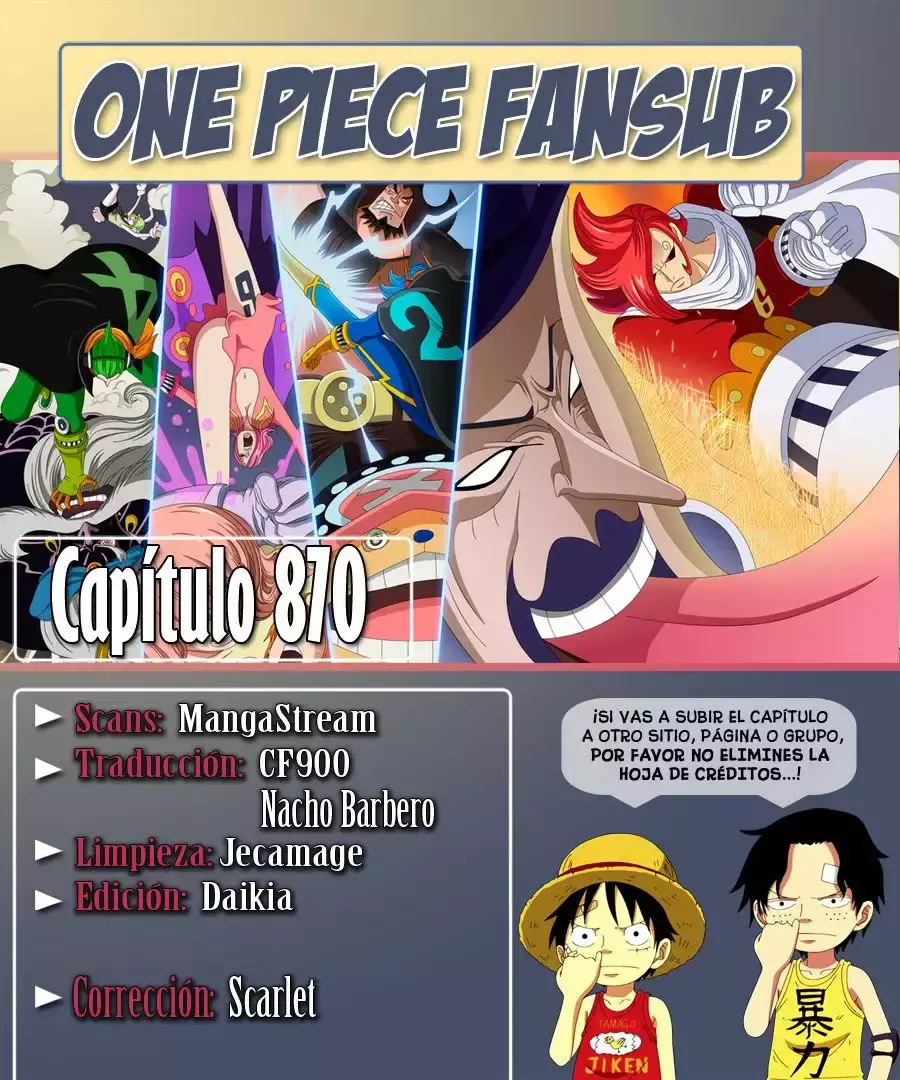 One Piece capítulo 870 página 1